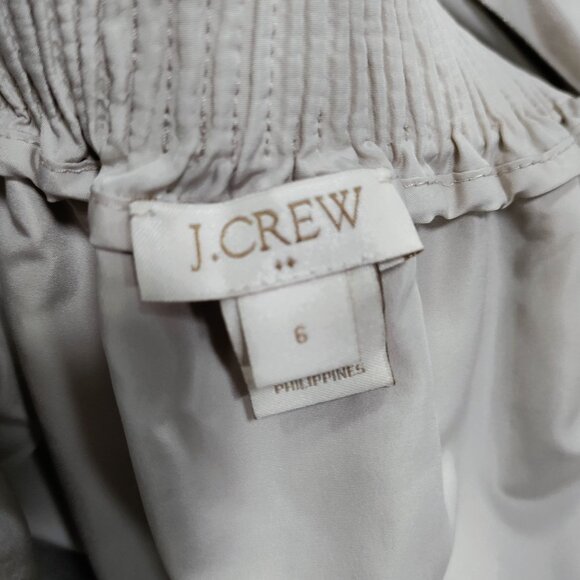 J.Crew Twee Linen Blend Metallic Champagne Elastic Waist Lined Mini Skirt Size 6 - Picture 4 of 10
